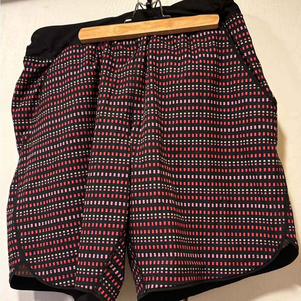 Lands' End Black swim Shorts with Subtle Pink Accent